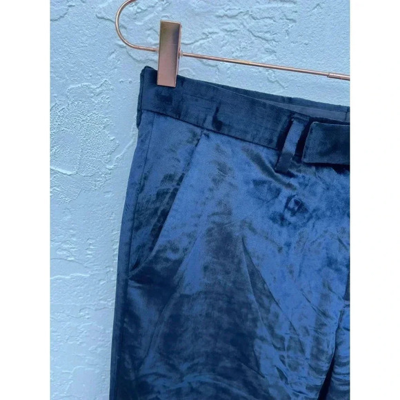 Paul Smith Womens Flat Front Velvet Trouser Pants Blue Sz M - Picture 5 of 16
